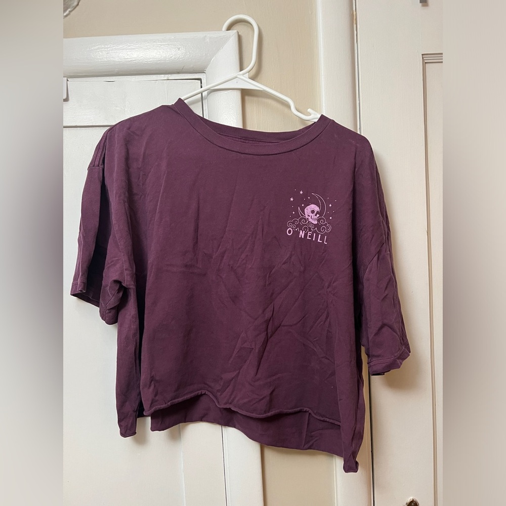 O'Neill Purple Scoop Neck Crop T-Shirt